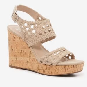 Mix No. 6 Tan Woven Wedge Sandals Sz 7.5